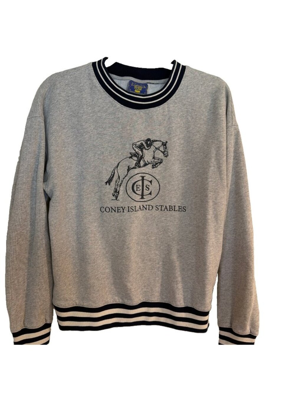 Coney Island Picnic Gray Stables Embroidered Pullover Sweatshirt Small Horse